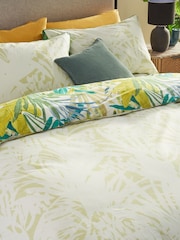 Tropical Leaf with Pipe Edge 100% Cotton Duvet Cover and Pillowcase Set - Image 4 of 5