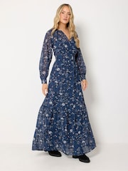 Long Tall Sally Blue Floral Sheer Maxi Dress - Image 1 of 6