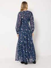 Long Tall Sally Blue Floral Sheer Maxi Dress - Image 3 of 6
