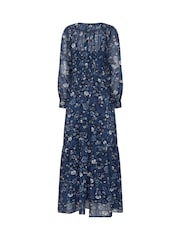 Long Tall Sally Blue Floral Sheer Maxi Dress - Image 6 of 6