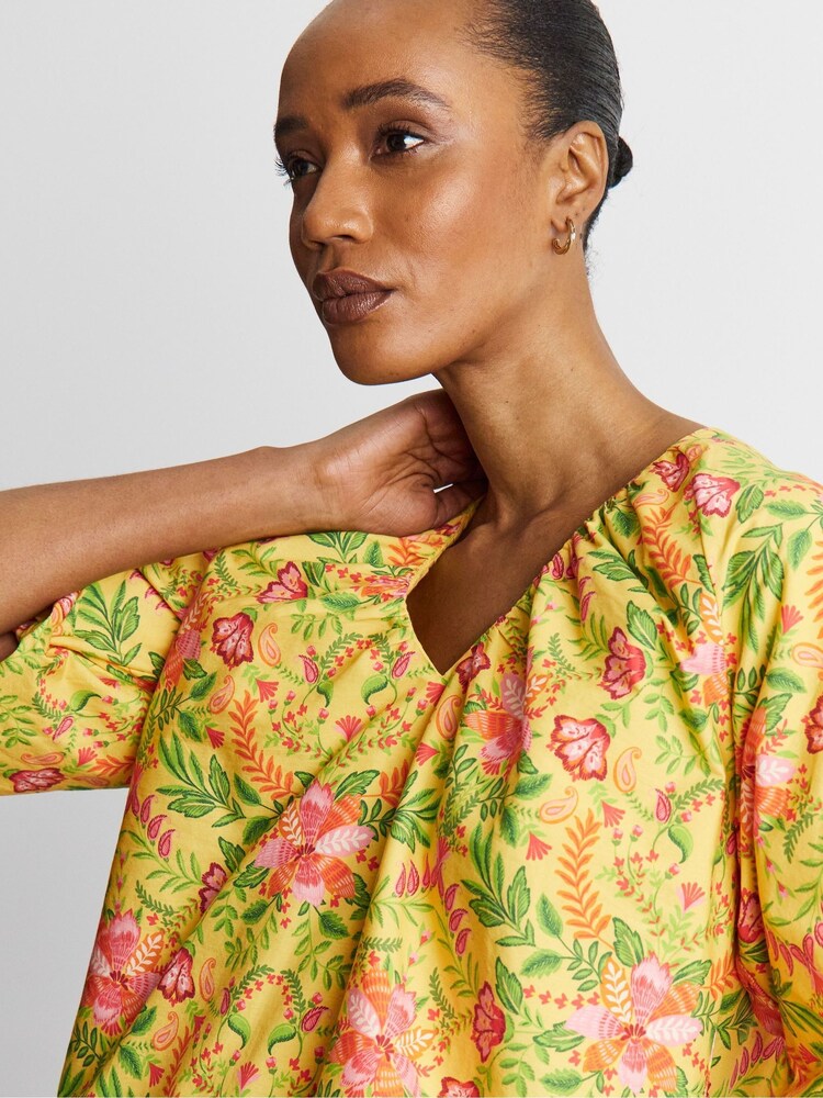 Joanna Hope Yellow Cotton Poplin Puff Sleeve Blouse - Image 4 of 4 Joanna Hope Yellow Cotton Poplin Puff Sleeve Blouse - Image 4 of 4