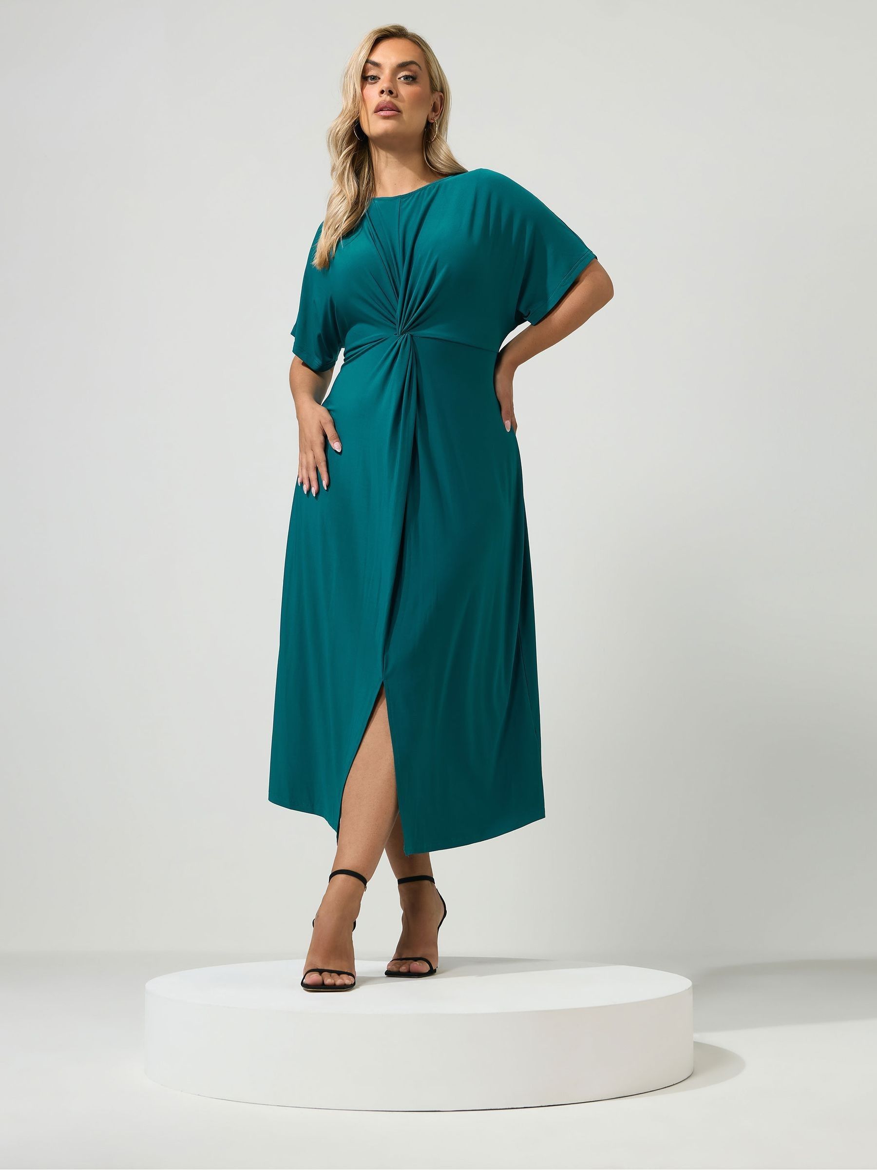 Yours Curve Women's Blue Knot Front Dress - Image 1