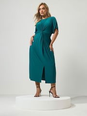 Yours Curve Blue London Knot Front Dress - Image 2 of 6