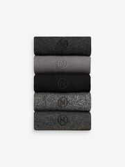 Grey 5 Pack Embroidered Lasting Fresh Socks - Image 2 of 8