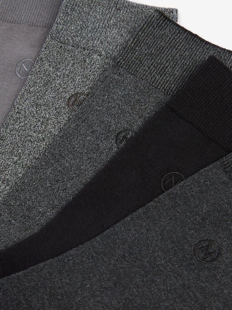 Grey 5 Pack Embroidered Lasting Fresh Socks - Image 8 of 8