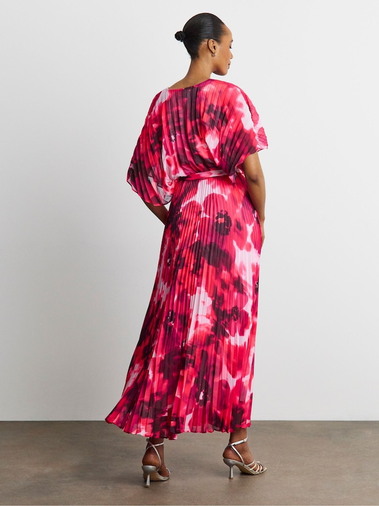 Joanna Hope Pink Printed Pleated Maxi Dress - Image 2 of 4 Joanna Hope Pink Printed Pleated Maxi Dress - Image 2 of 4