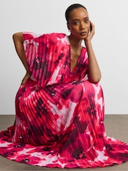 Joanna Hope Pink Printed Pleated Maxi Dress - Image 3 of 4