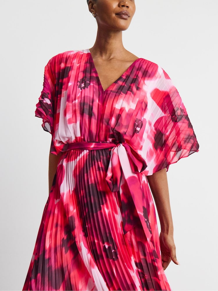 Joanna Hope Pink Printed Pleated Maxi Dress - Image 4 of 4 Joanna Hope Pink Printed Pleated Maxi Dress - Image 4 of 4