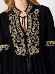 Joe Browns Black Gracie Embroidered Tunic Top - Image 3 of 7
