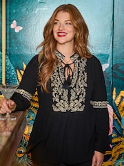 Joe Browns Black Gracie Embroidered Tunic Top - Image 6 of 7