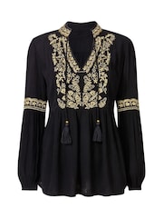 Joe Browns Black Gracie Embroidered Tunic Top - Image 7 of 7