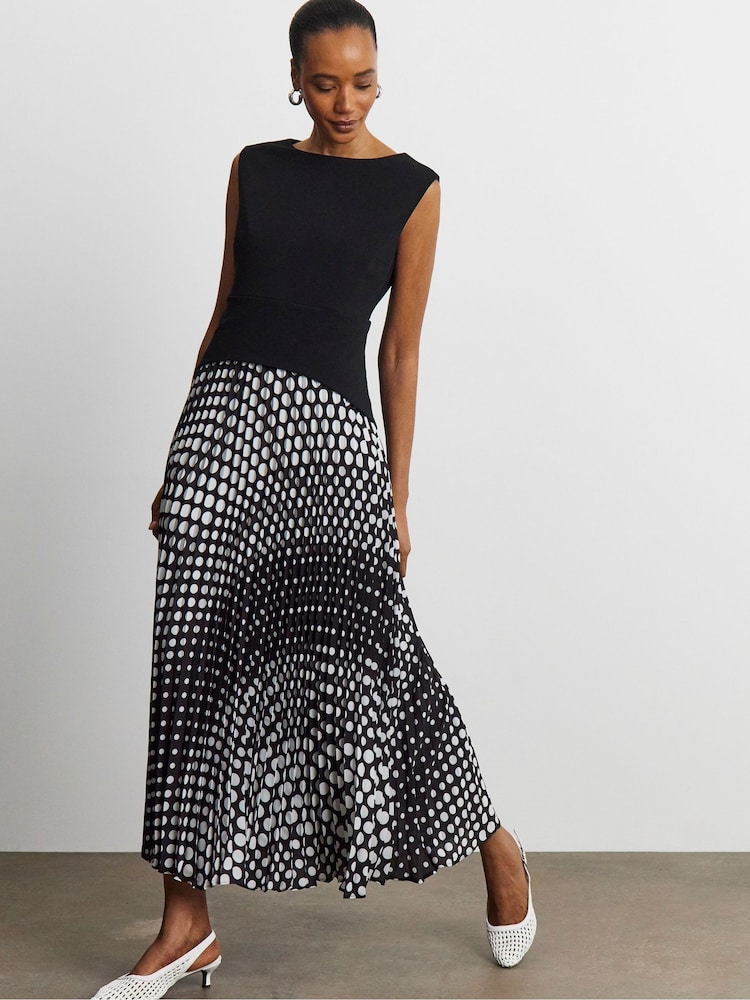 Joanna Hope White Sleeveless Jersey Mix Dress with Printed Chiffon Skirt - Image 1 of 4 Joanna Hope White Sleeveless Jersey Mix Dress with Printed Chiffon Skirt - Image 1 of 4