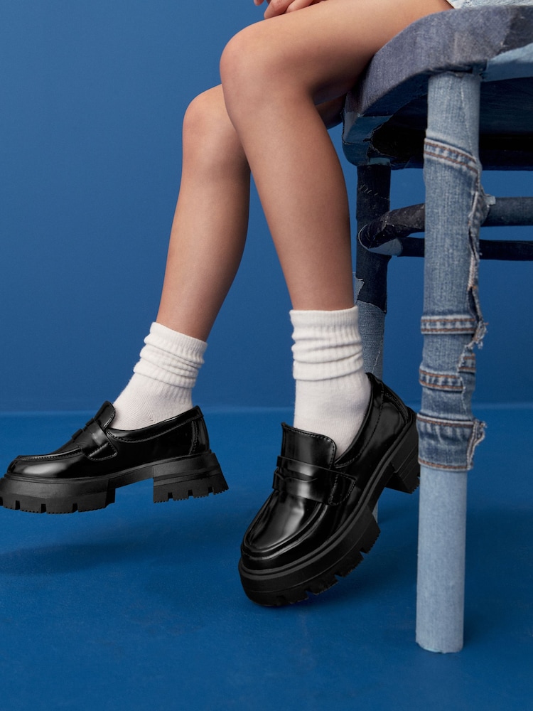 Black Patent Chunky School Shoes - Image 1 of 9