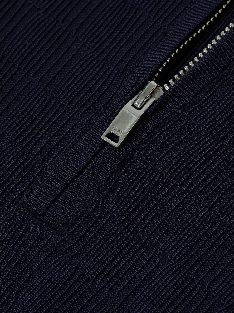 Reiss Navy Ubud Junior Half-Zip Textured Polo T-Shirt - Image 6 of 6