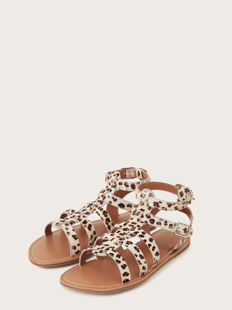 Monsoon Natural Leopard Cage Storm Sandals - Image 2 of 3