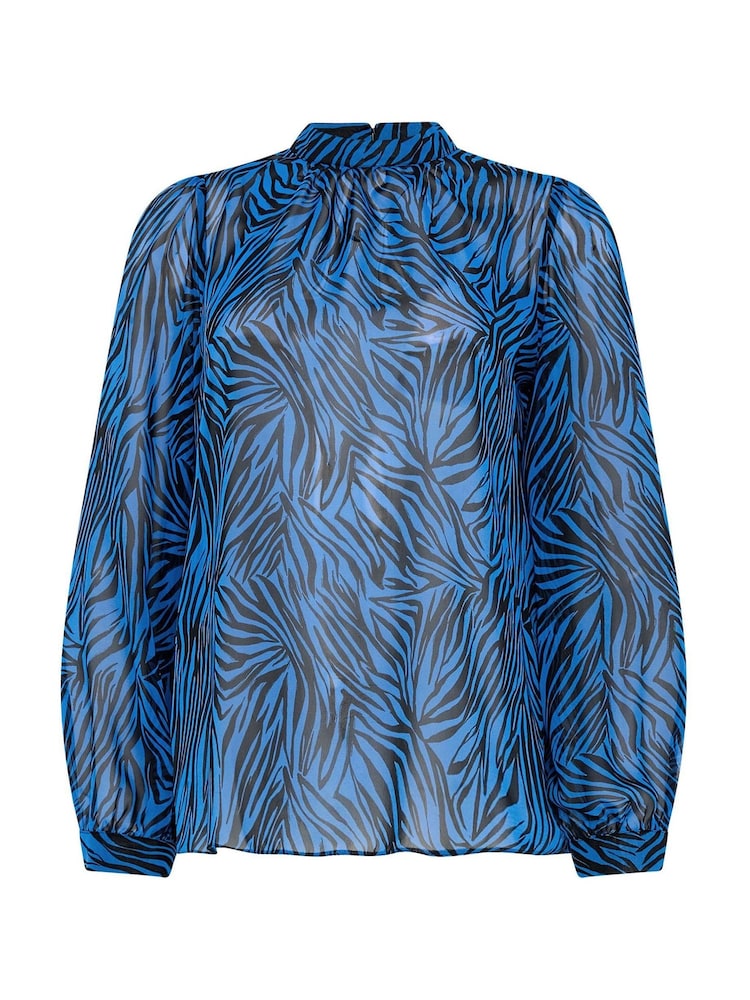 M&Co Blue Gathered Neck Blouse - Image 5 of 5