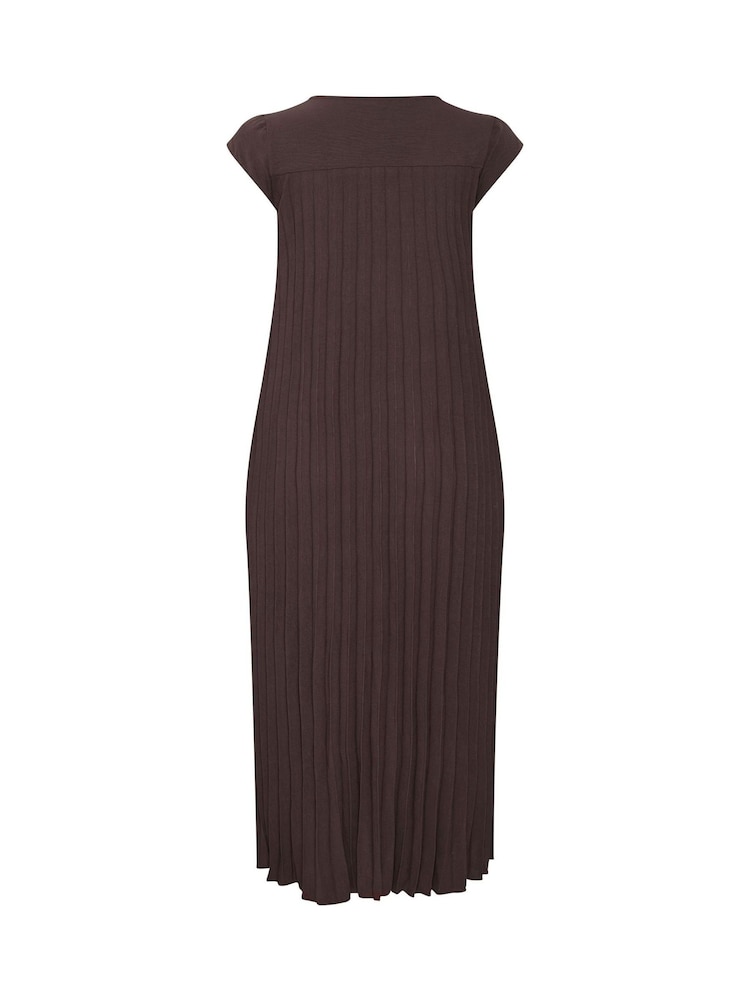 Yours Curve Brown London Pleated Maxi Dress - Image 6 of 6
