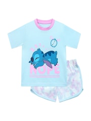 Character Blue Lilo And Stitch Short 100% Cotton Pyjamas - Image 1 of 7