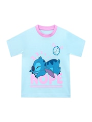 Character Blue Lilo And Stitch Short 100% Cotton Pyjamas - Image 2 of 7
