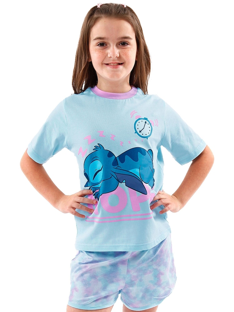 Character Blue Lilo And Stitch Short 100% Cotton Pyjamas - Image 6 of 7