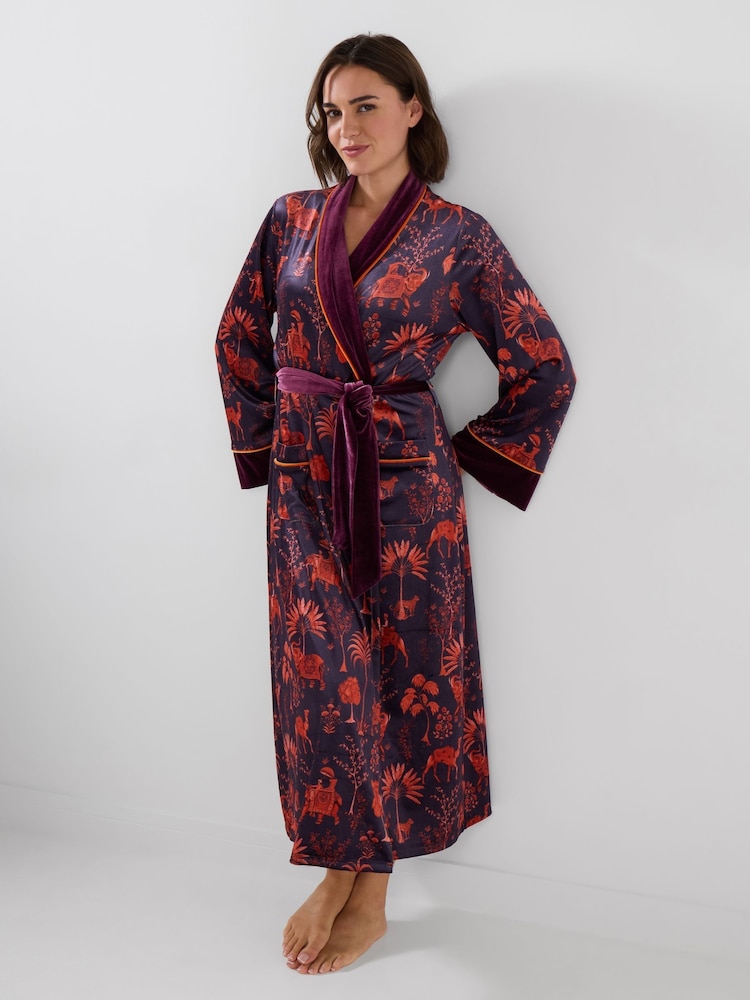 Joe Browns Boutique Exotic Printed Velvet Dressing Gown - صورة 1 من 5 Joe Browns Boutique Exotic Printed Velvet Dressing Gown - صورة 1 من 5