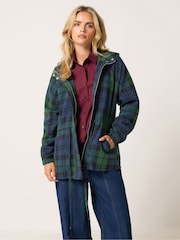 PixieGirl Petite Blue Check Brushed Parka Jacket - Image 1 of 6