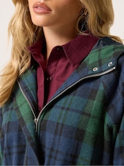 PixieGirl Petite Blue Check Brushed Parka Jacket - Image 4 of 6