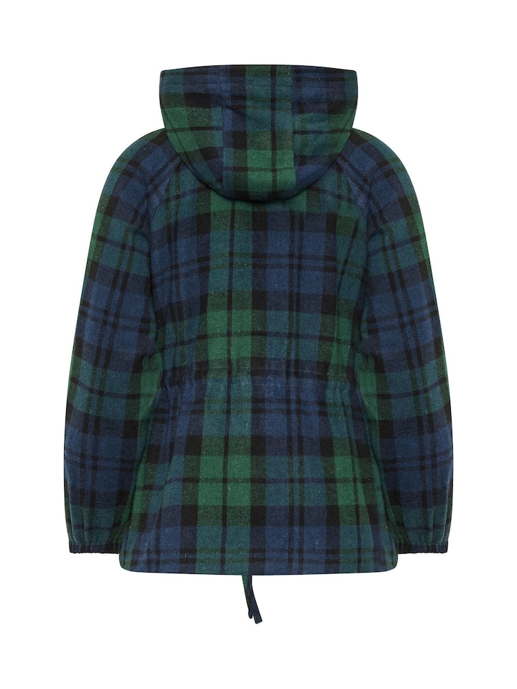PixieGirl Petite Blue Check Brushed Parka Jacket - Image 6 of 6 PixieGirl Petite Blue Check Brushed Parka Jacket - Image 6 of 6