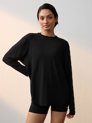 Nike Black One Relaxed Dri-FIT Long-Sleeve Fitness Top - Image 1 of 6