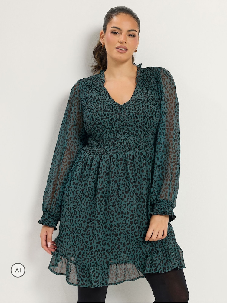 Buy Yours Curve Green Smock Chiffon Dress from Next USA