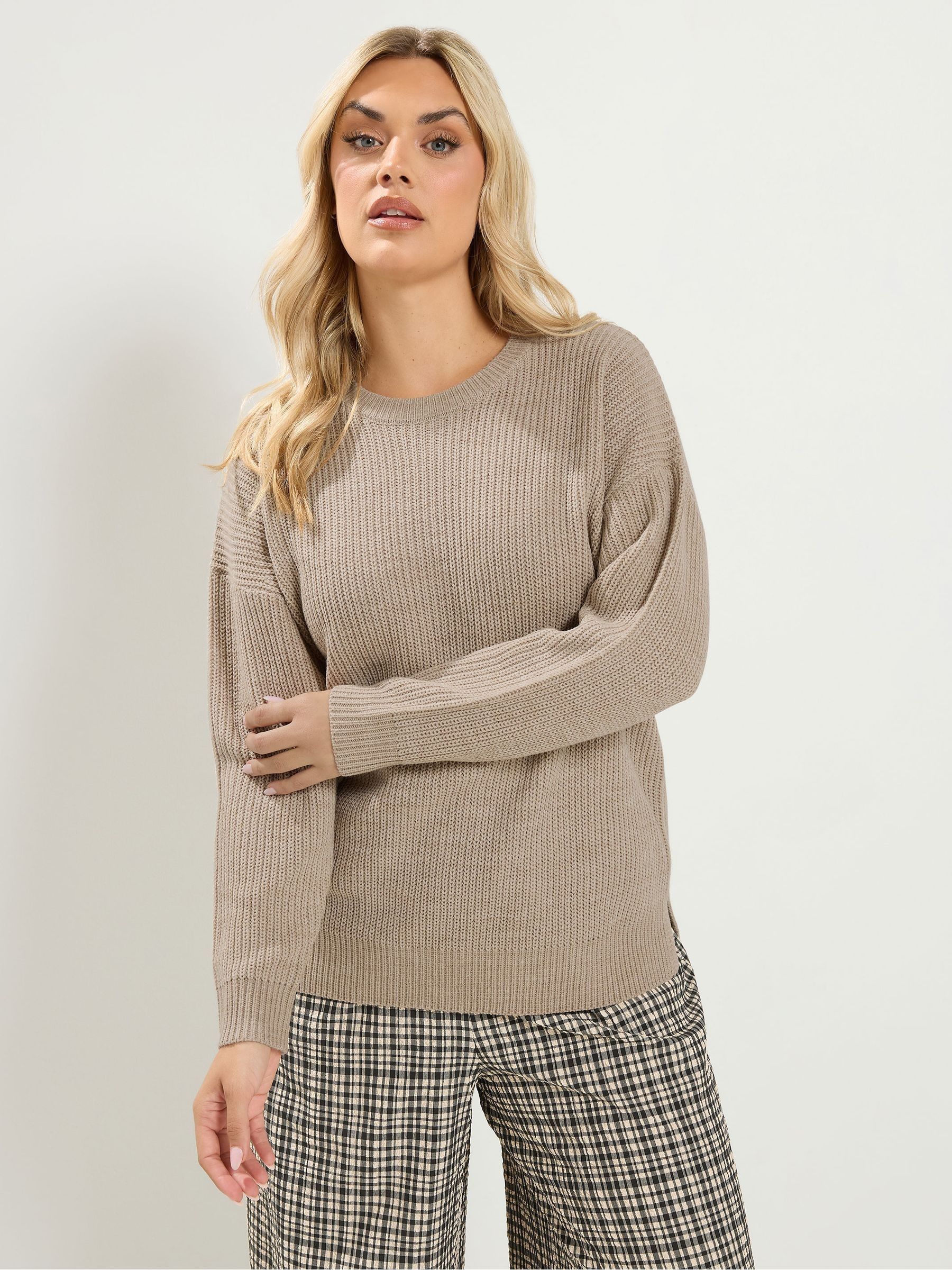 Yours Women's Brown Curve Crew Neck Knitted Jumper - Image 3