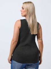 Yours Curve Black Limited Flare Hem Waistcoat - Image 3 of 7