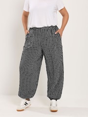 Yours Curve Black Check Balloon Trousers - Image 1 of 4