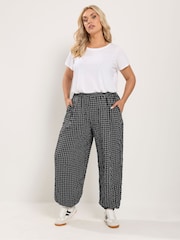 Yours Curve Black Check Balloon Trousers - Image 2 of 4