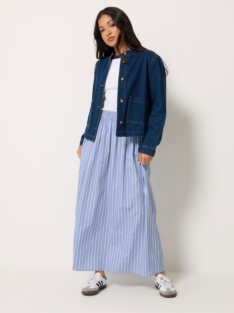 PixieGirl Petite Blue Stripe Maxi Skirt - Image 1 of 5
