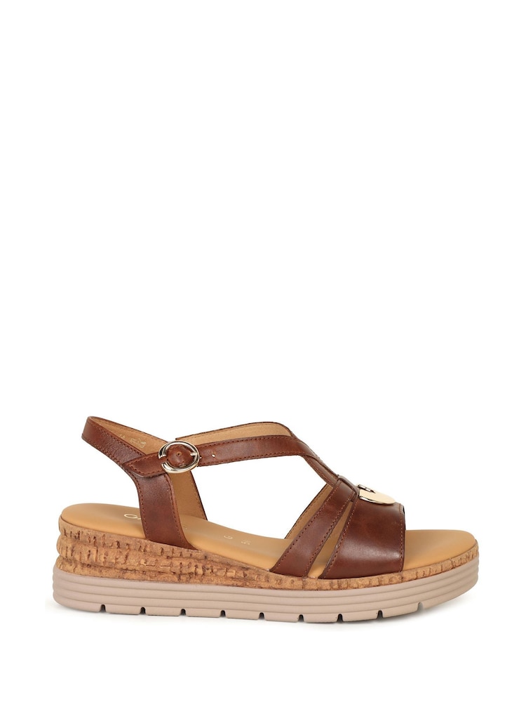 Gabor Brown Sadie Wedge Heeled Sandals - Image 1 of 5 Gabor Brown Sadie Wedge Heeled Sandals - Image 1 of 5