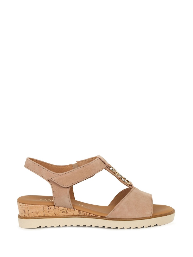 Gabor Natural Rookie Low Wedge Heeled Sandals - Image 1 of 5