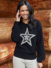 Threadbare Black Star Graphic Jumper - Image 1 of 4