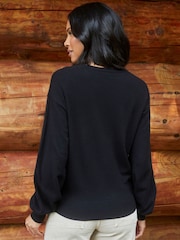 Threadbare Black Star Graphic Jumper - Image 2 of 4