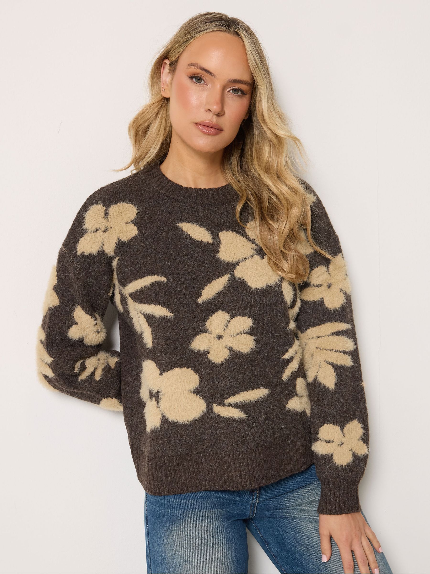 Long Tall Sally Women's Brown Jacquard Knitted Jumper - Image 1