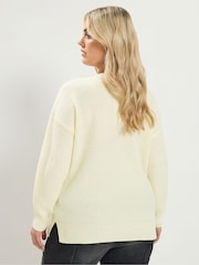 Yours Curve White Essential V-Neck Jumper - Image 3 of 6