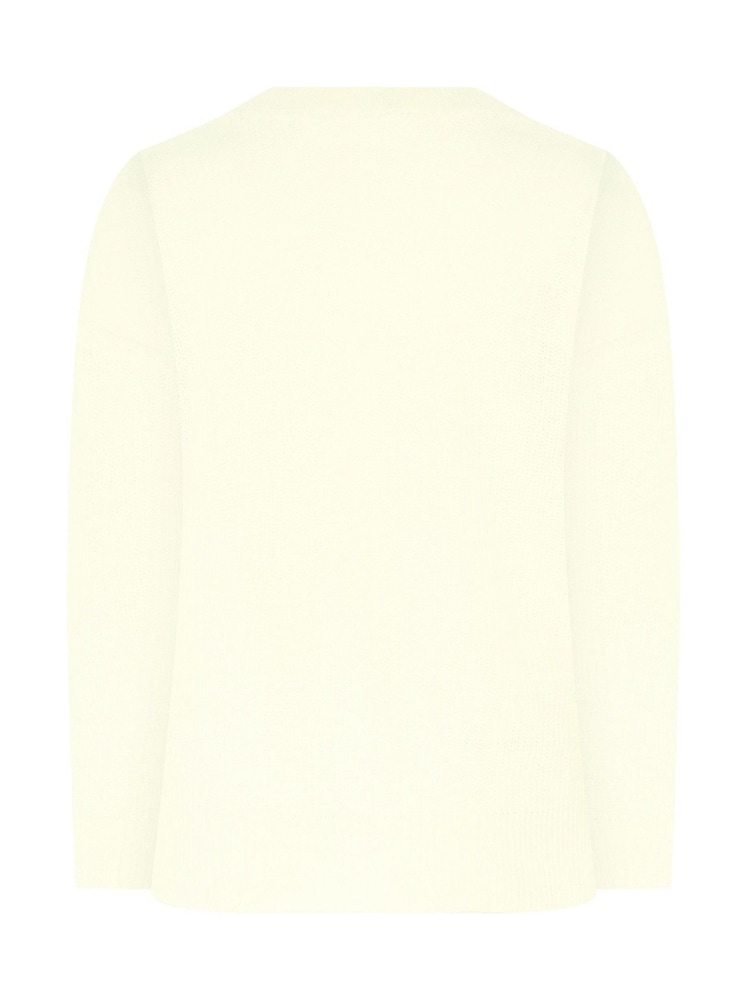 Yours Curve White Essential V-Neck Jumper - Image 6 of 6