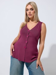 Yours Curve Red Limited Flare Hem Waistcoat - Image 1 of 6