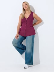 Yours Curve Red Limited Flare Hem Waistcoat - Image 2 of 6