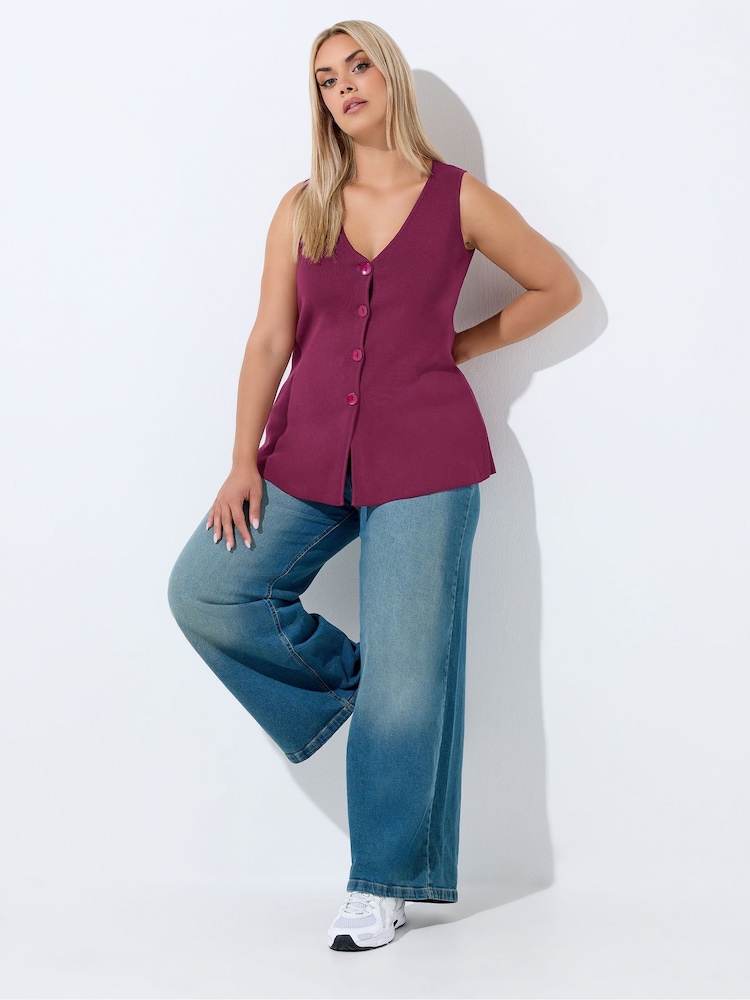 Yours Curve Red Limited Flare Hem Waistcoat - Image 2 of 6