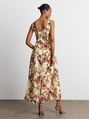 Joanna Hope White Floral Print Seam Detail Prom Dress - Image 2 of 4