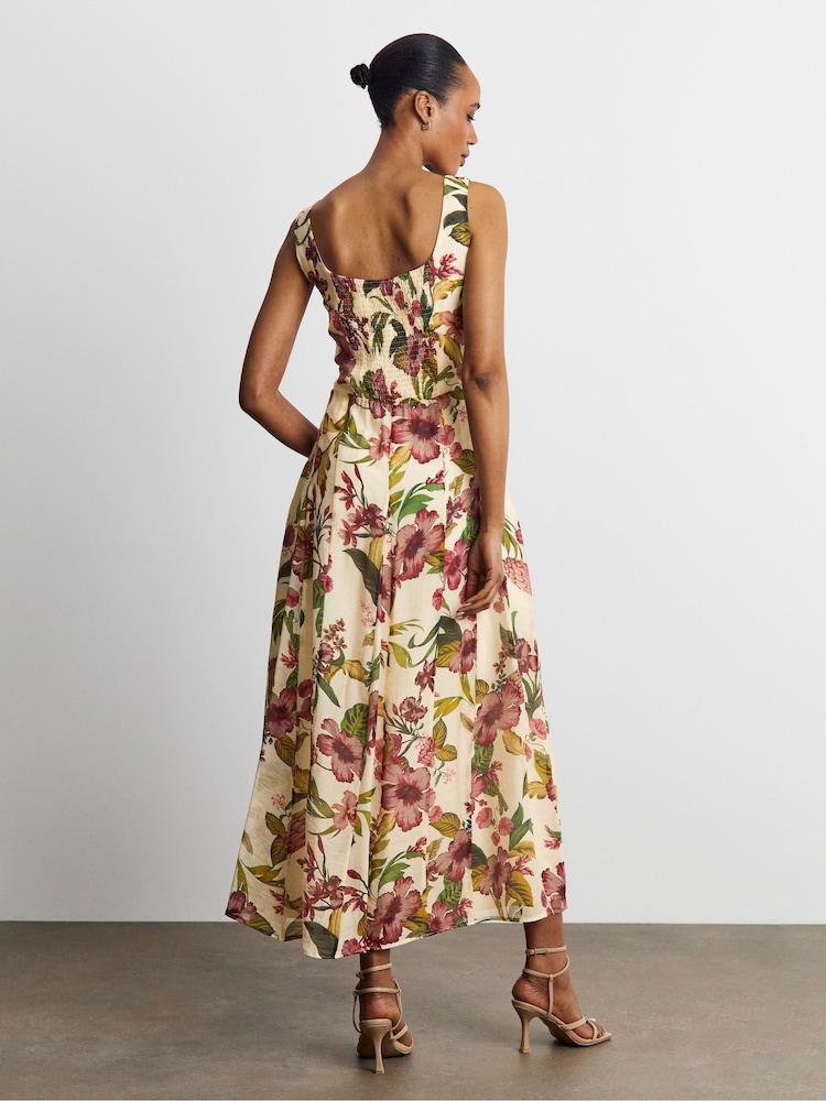 Joanna Hope White Floral Print Seam Detail Prom Dress - Image 2 of 4 Joanna Hope White Floral Print Seam Detail Prom Dress - Image 2 of 4