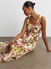 Joanna Hope White Floral Print Seam Detail Prom Dress - Image 3 of 4