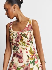 Joanna Hope White Floral Print Seam Detail Prom Dress - Image 4 of 4