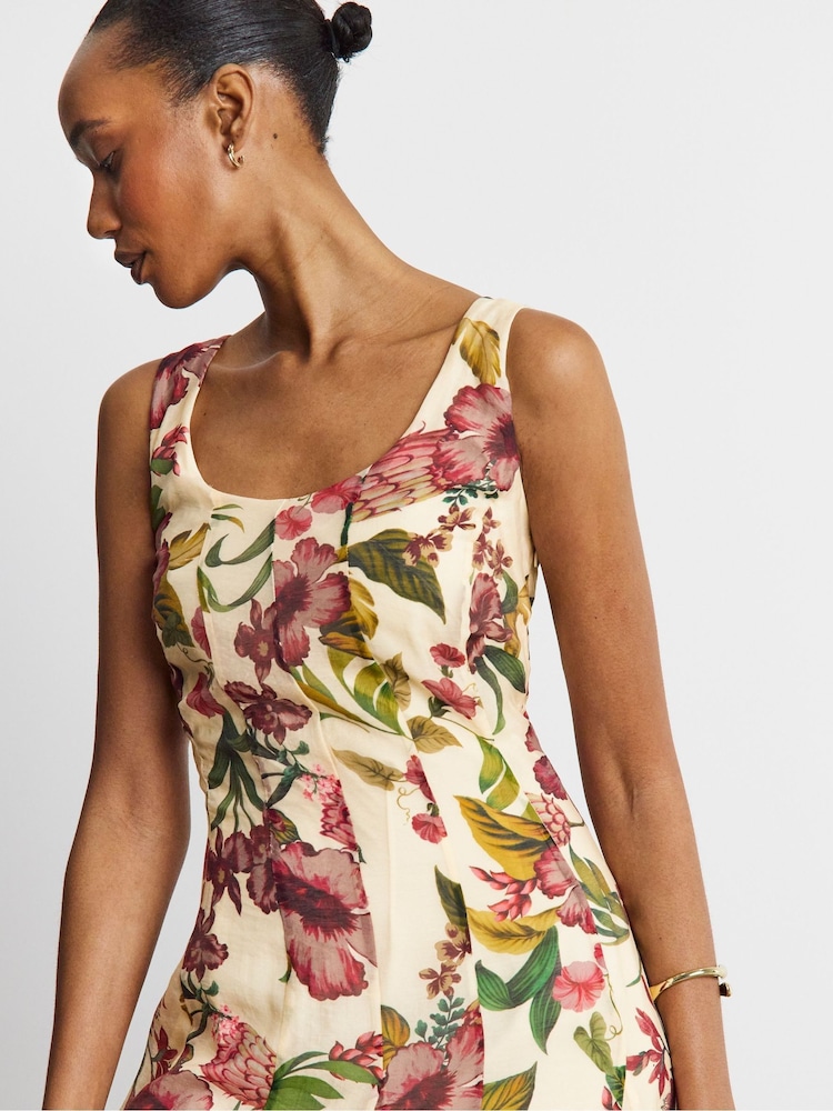 Joanna Hope White Floral Print Seam Detail Prom Dress - Image 4 of 4 Joanna Hope White Floral Print Seam Detail Prom Dress - Image 4 of 4